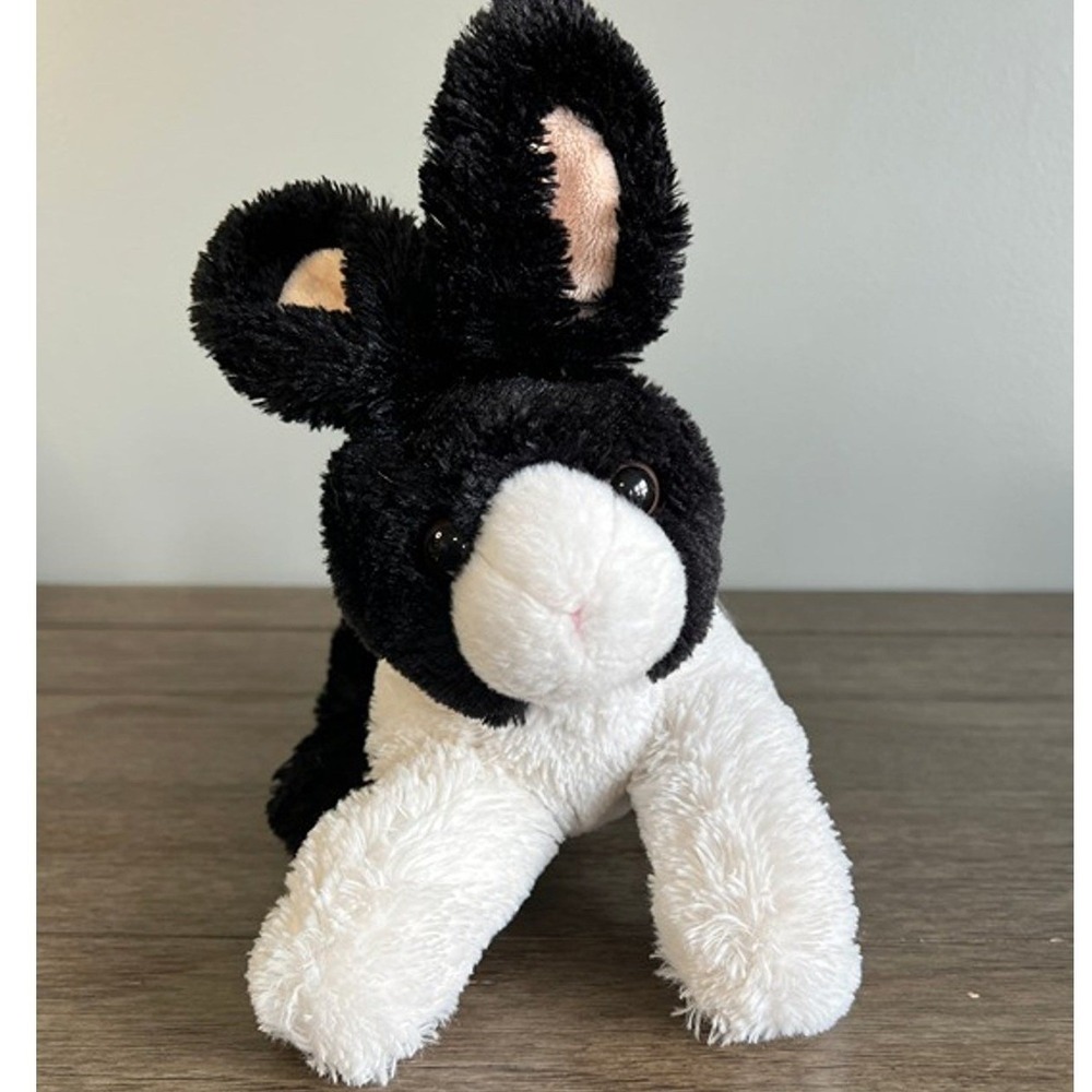 Aurora World Black White Dutch Rabbit Bunny Plush Stuffed Animal Floppy Ears 9"